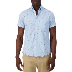 Report Collection Light Blue Flamingo Print Casual Shirt